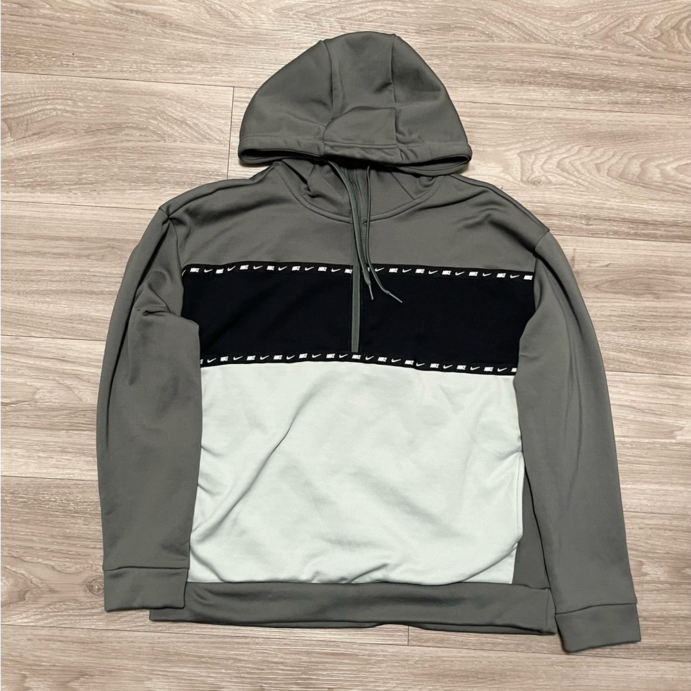 Gray/Grenish and Black Colorblock Hoodie